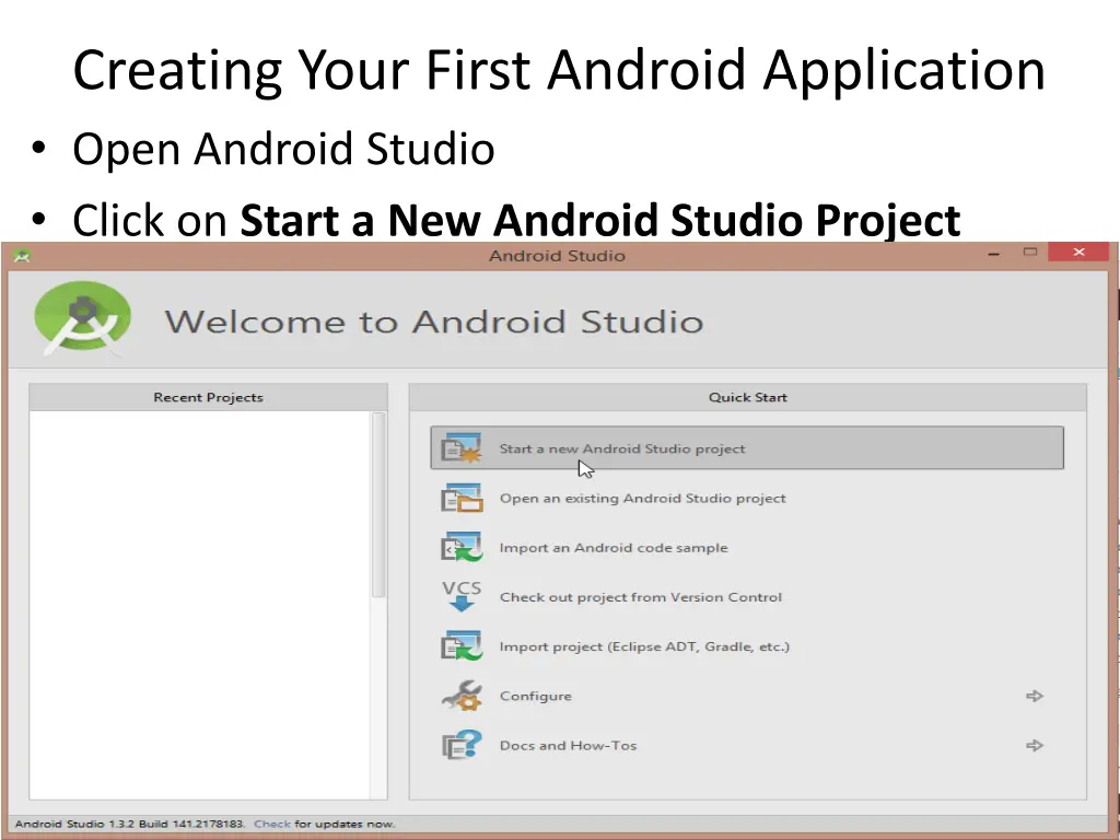 creating your first android application open