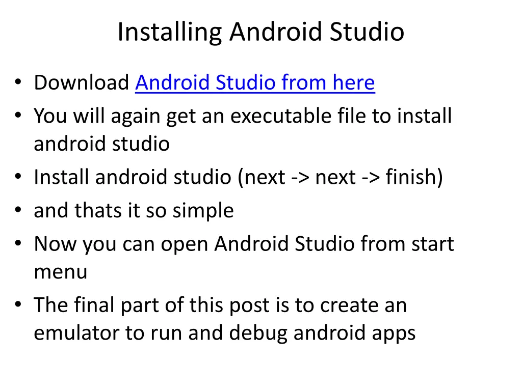 installing android studio