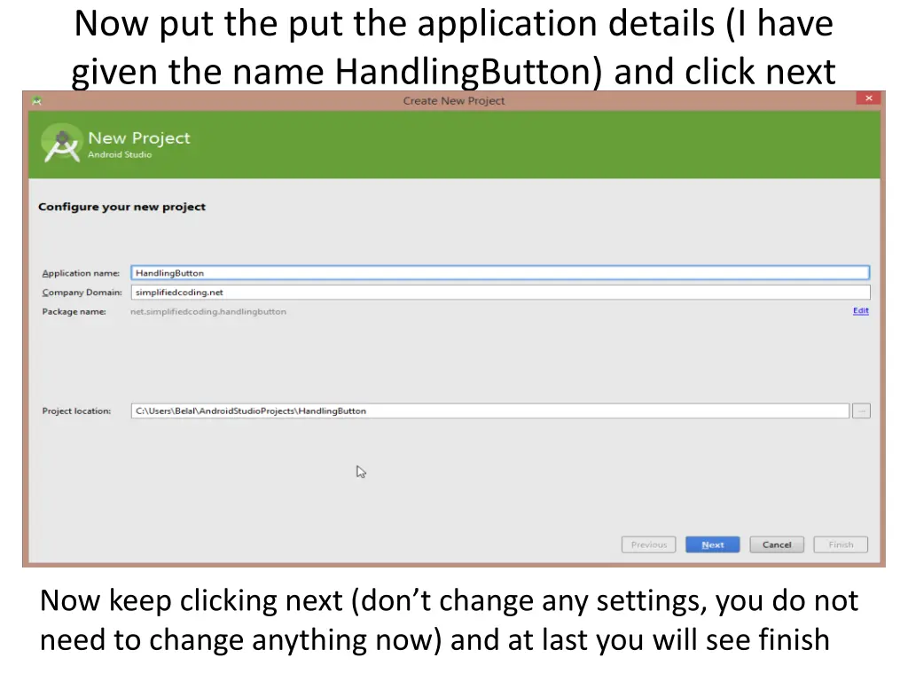 now put the put the application details i have