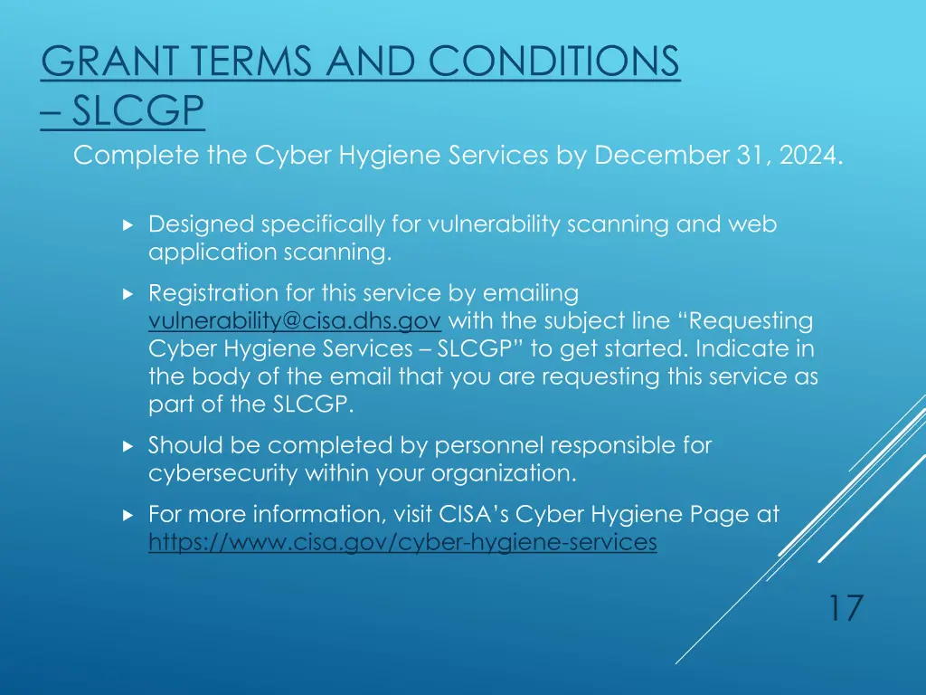 grant terms and conditions slcgp complete