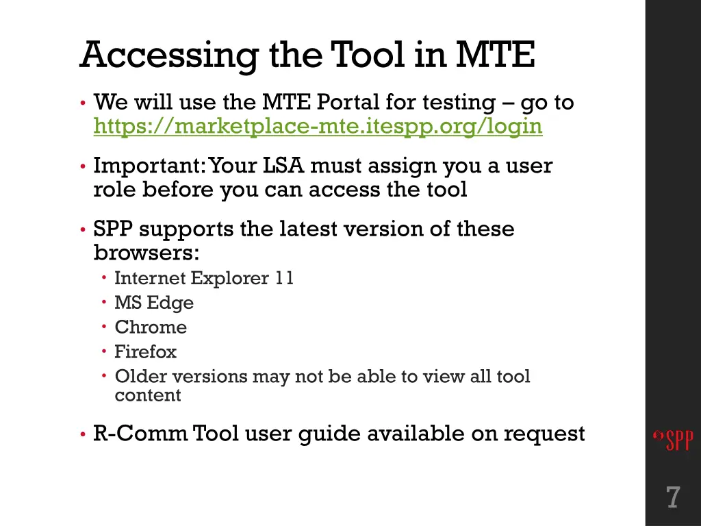 accessing the tool in mte
