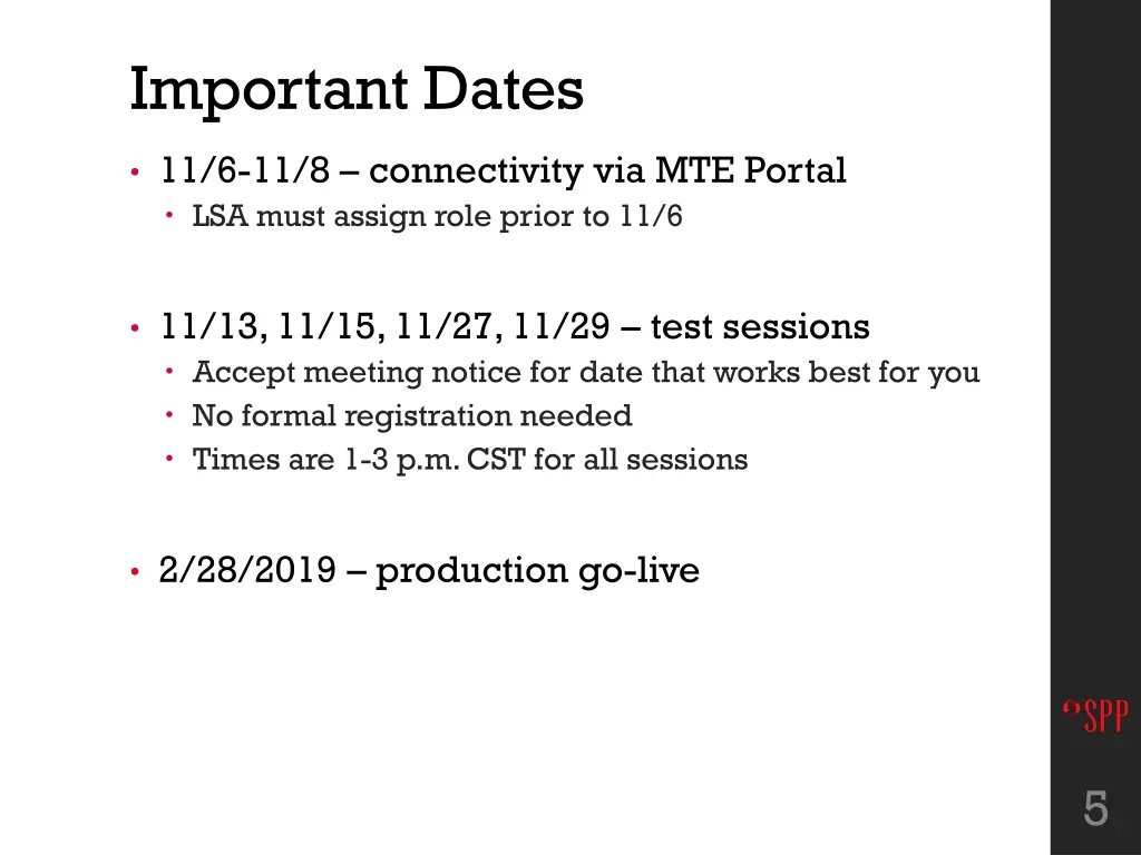 important dates