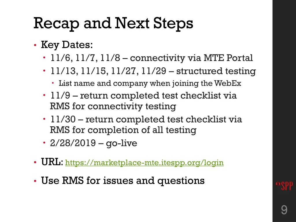 recap and next steps