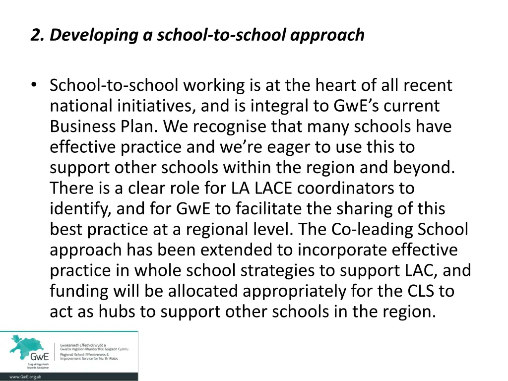 2 developing a school to school approach