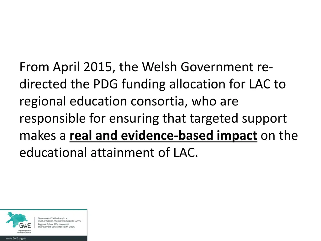 from april 2015 the welsh government re directed