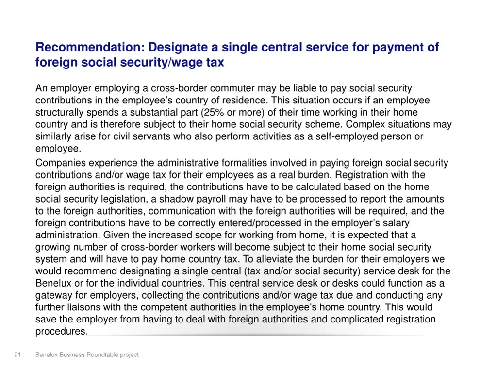 recommendation designate a single central service