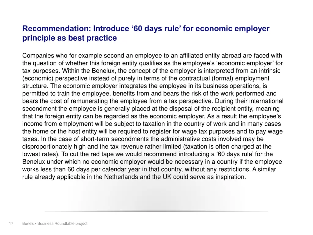 recommendation introduce 60 days rule