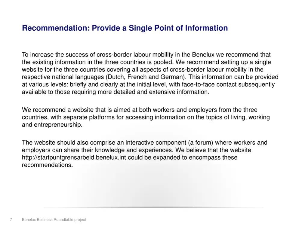 recommendation provide a single point