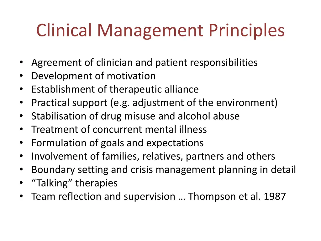 clinical management principles
