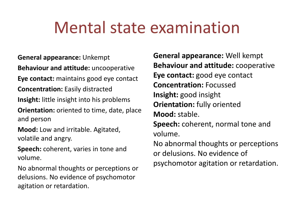 mental state examination
