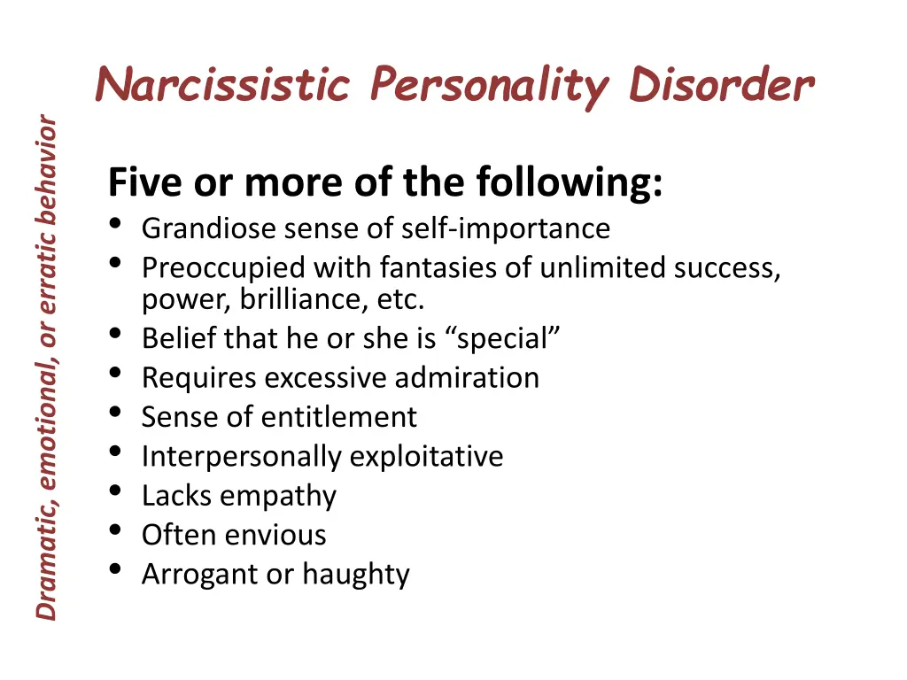 narcissistic personality disorder
