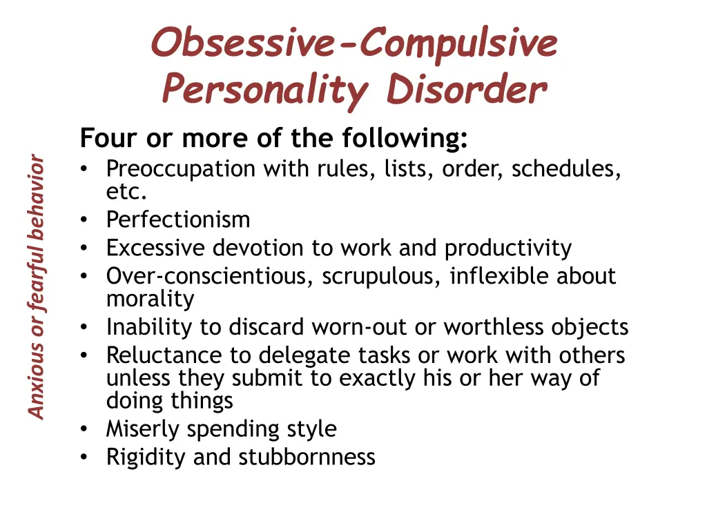 obsessive compulsive personality disorder four