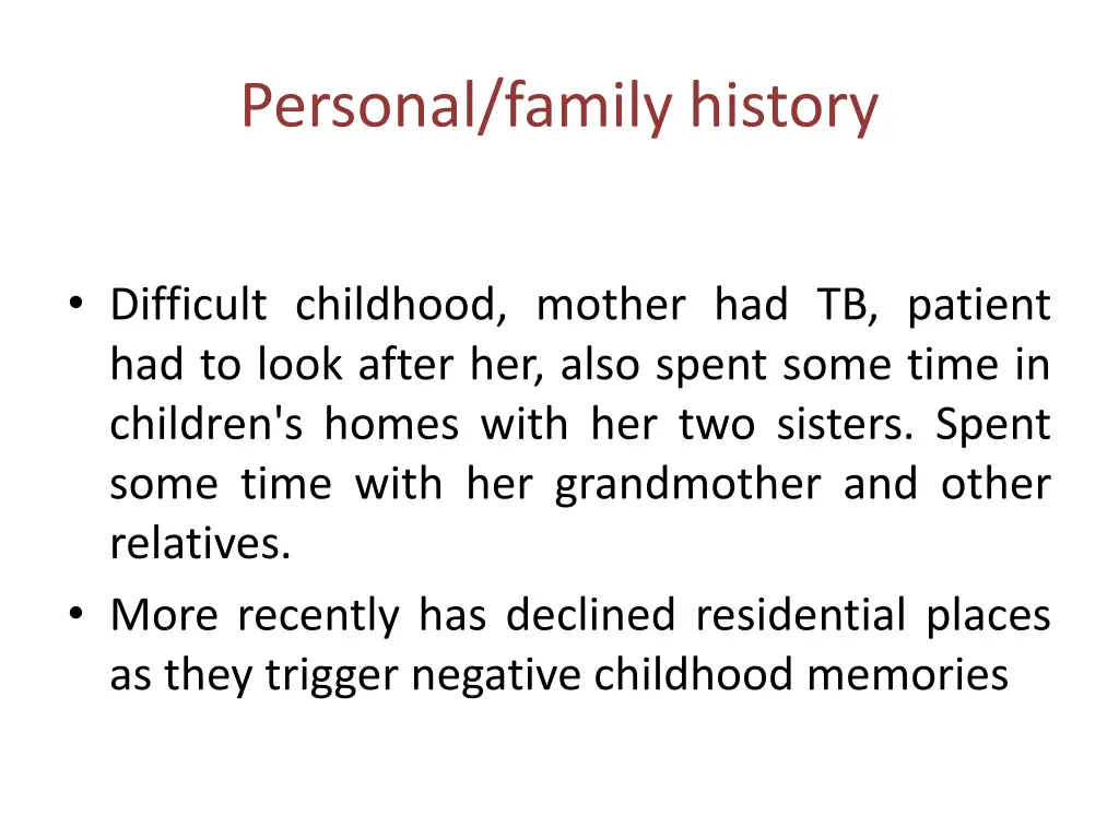 personal family history