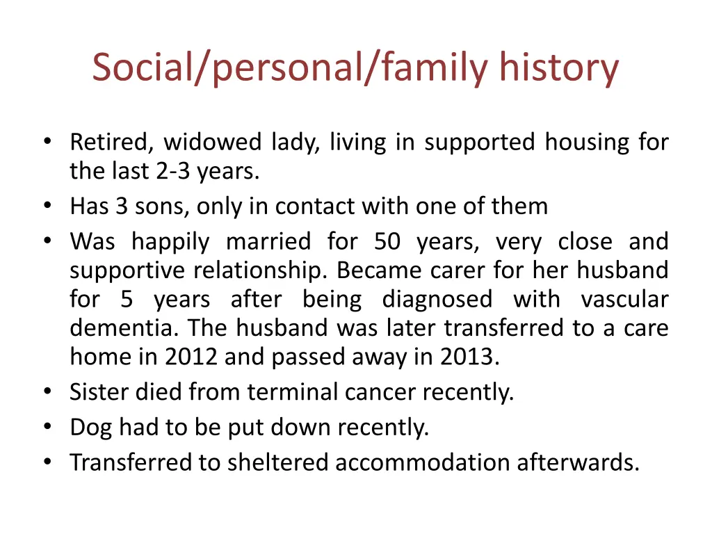 social personal family history