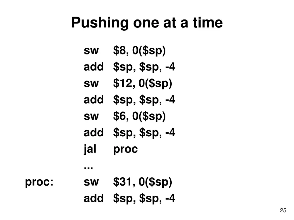 pushing one at a time