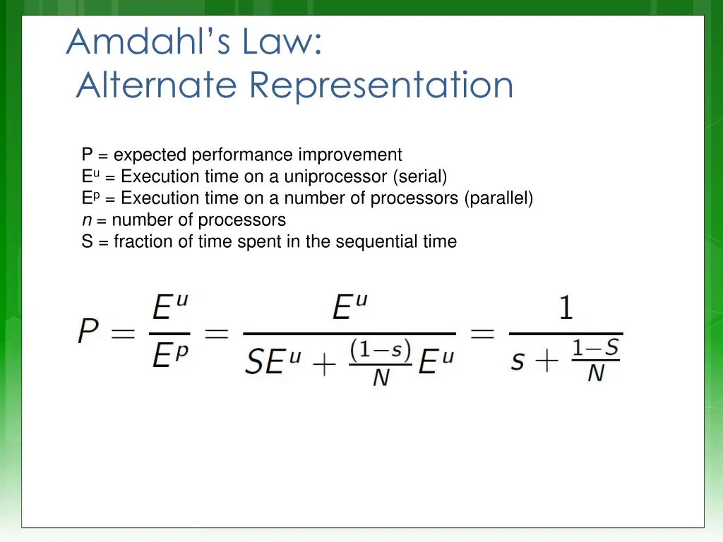 amdahl s law alternate representation