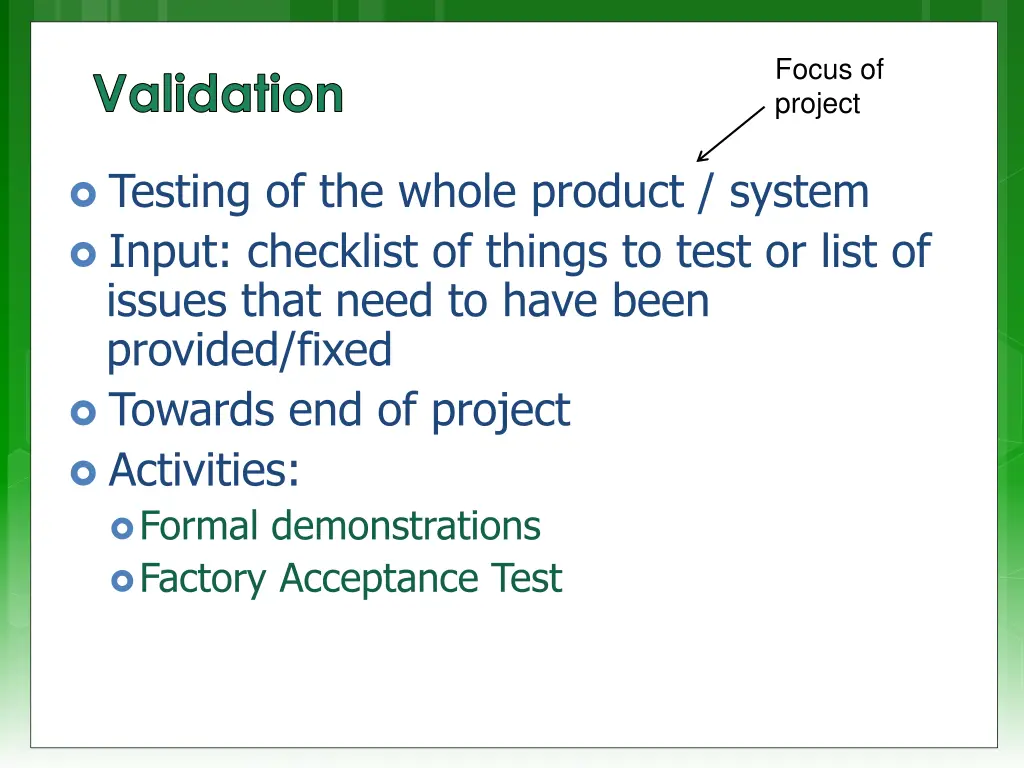 focus of project