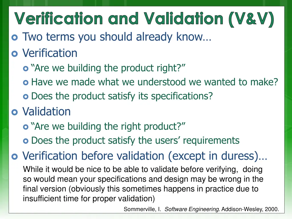 verification and validation v v two terms