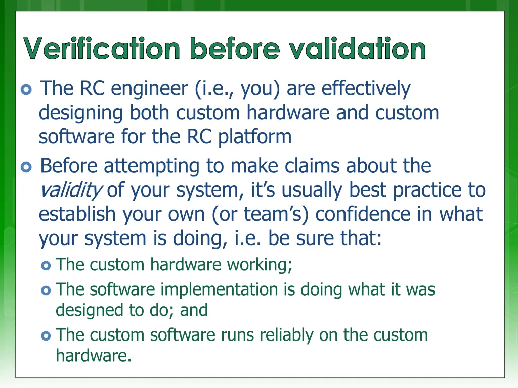 verification before validation
