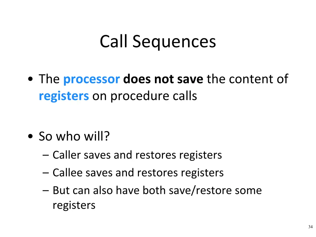 call sequences