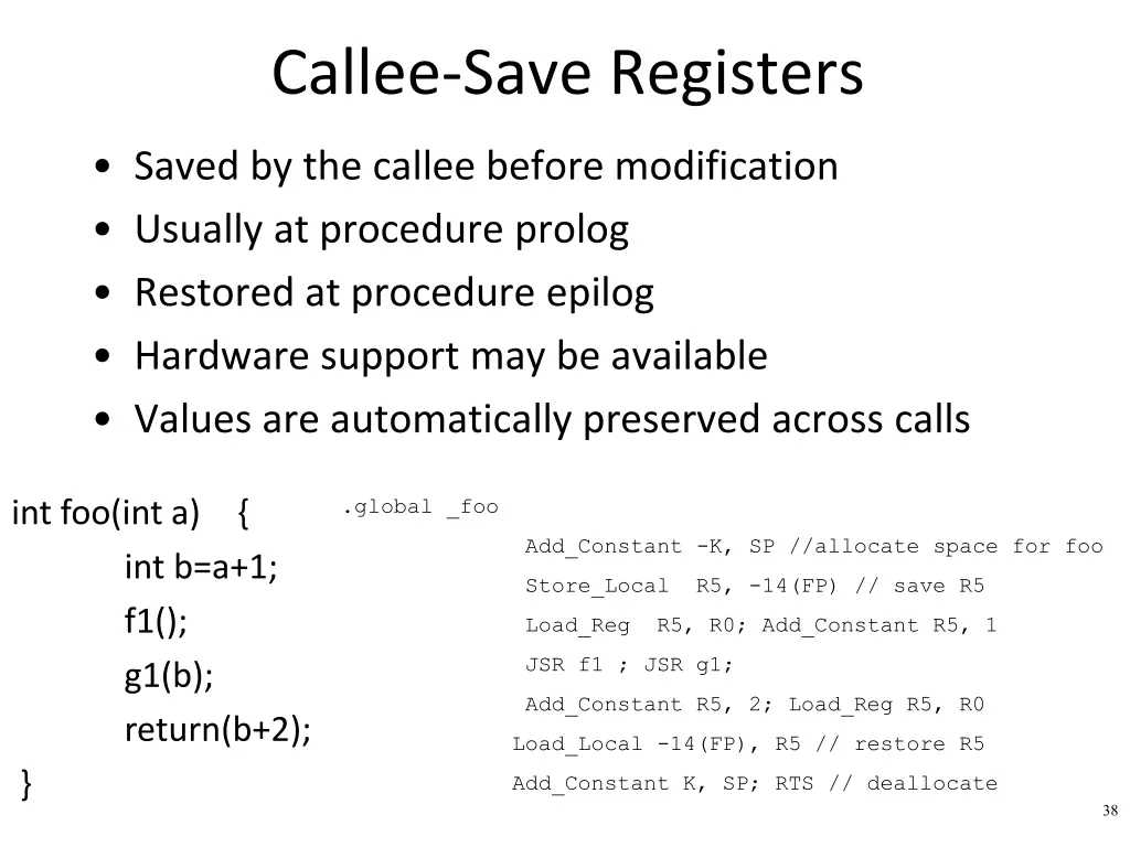 callee save registers