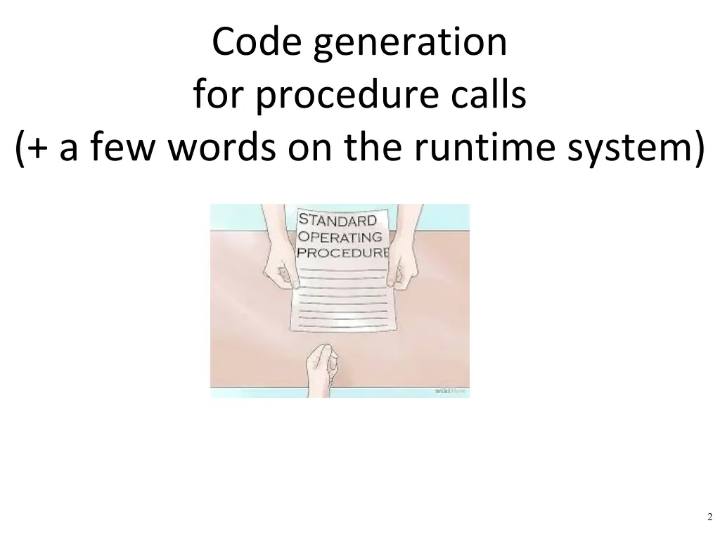 code generation for procedure calls