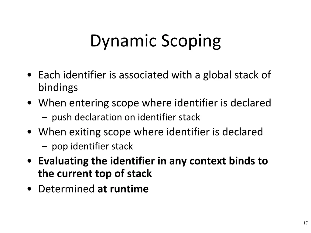 dynamic scoping