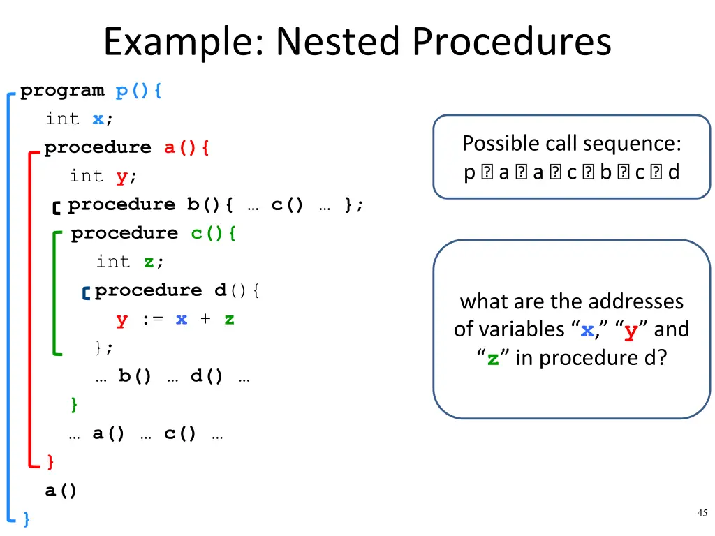 example nested procedures