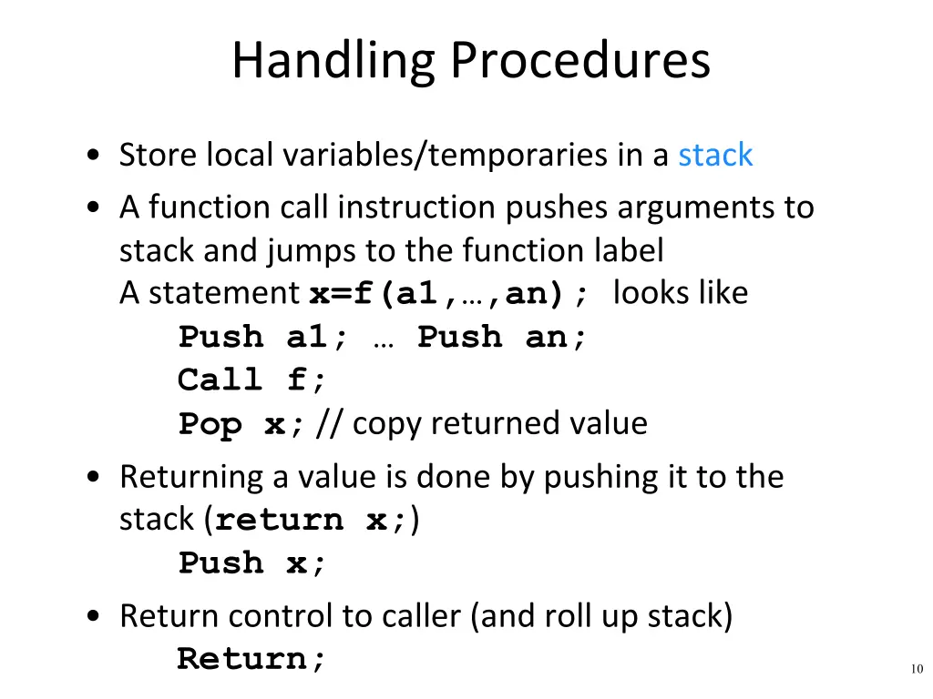 handling procedures