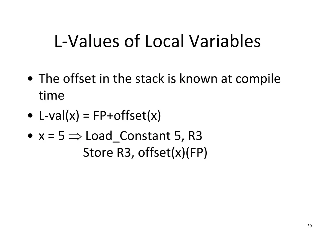 l values of local variables