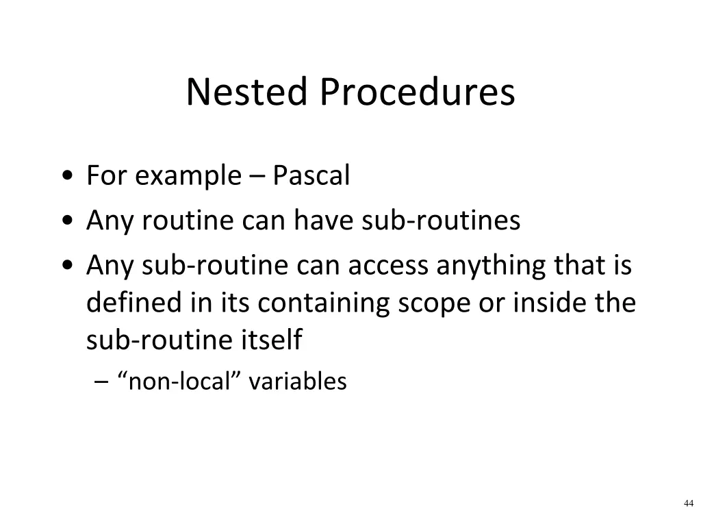 nested procedures