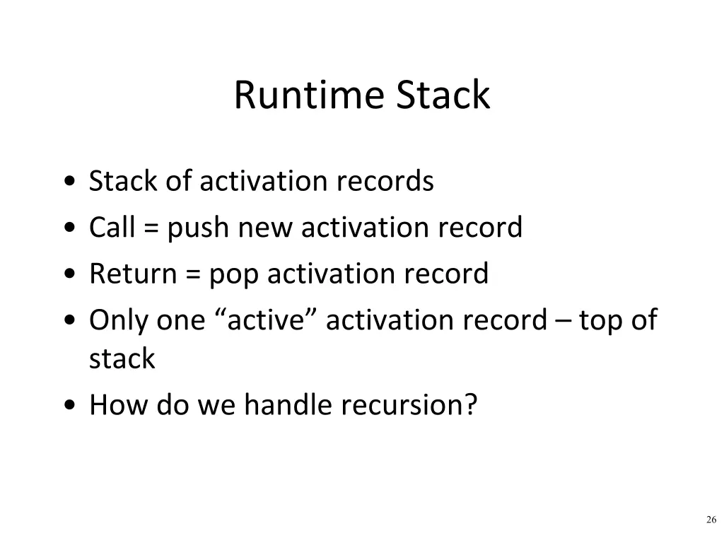 runtime stack