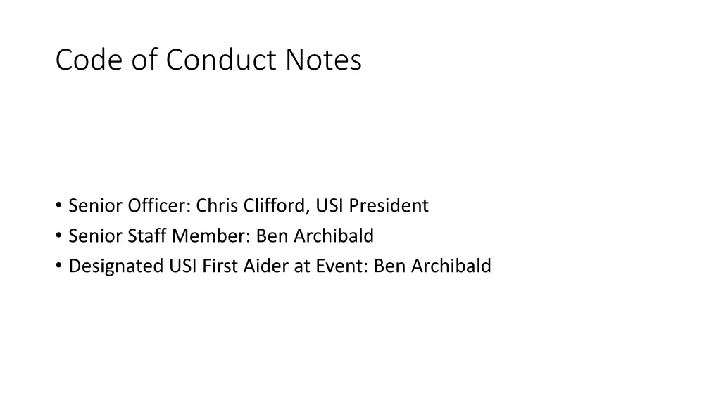 code of conduct notes