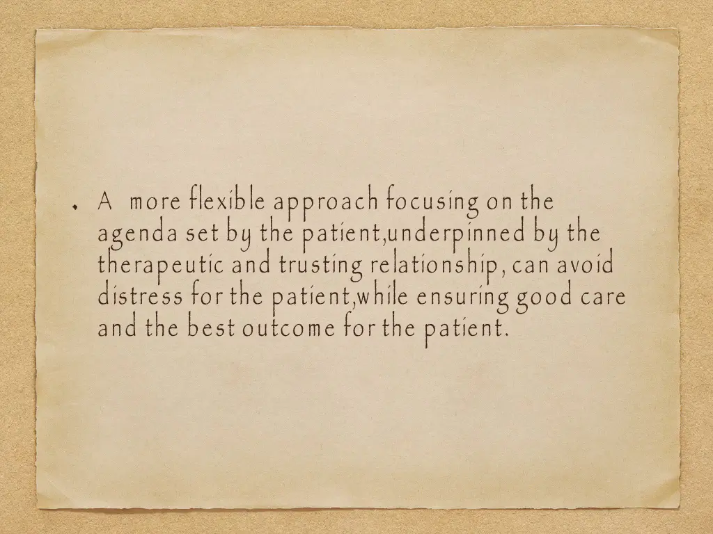 a more flexible approach focusing on the agenda