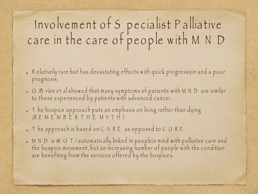 involvement of s pecialist p alliative care