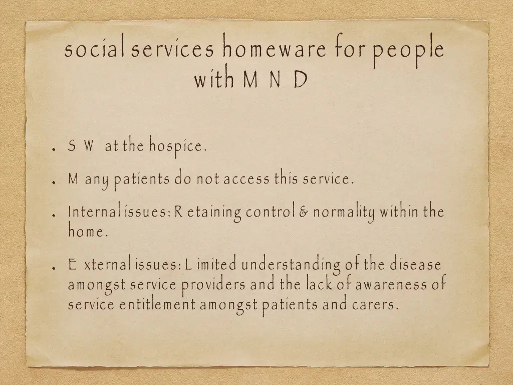 social services homeware for people with m n d