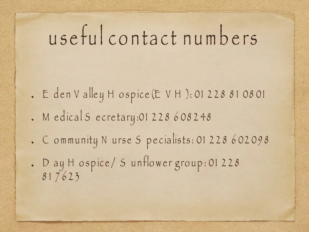 useful contact numbers