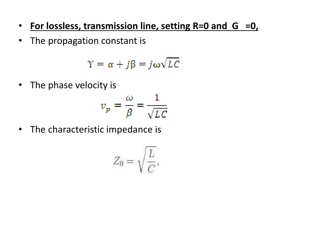 for lossless transmission line setting