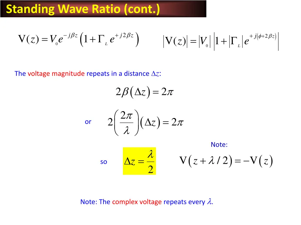 standing wave ratio cont 2
