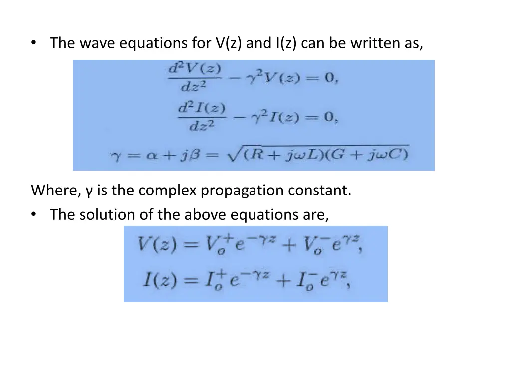 the wave equations for v z and i z can be written