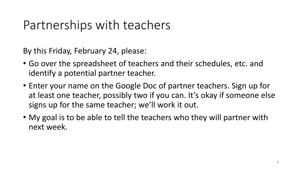 partnerships with teachers