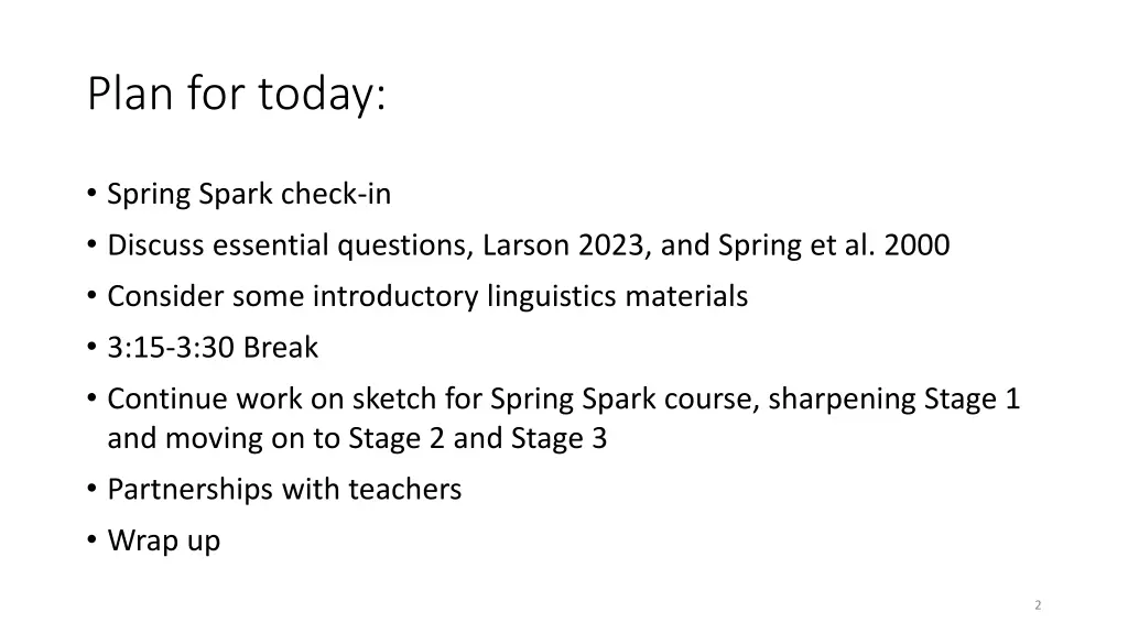 plan for today