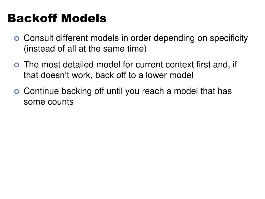 backoff models