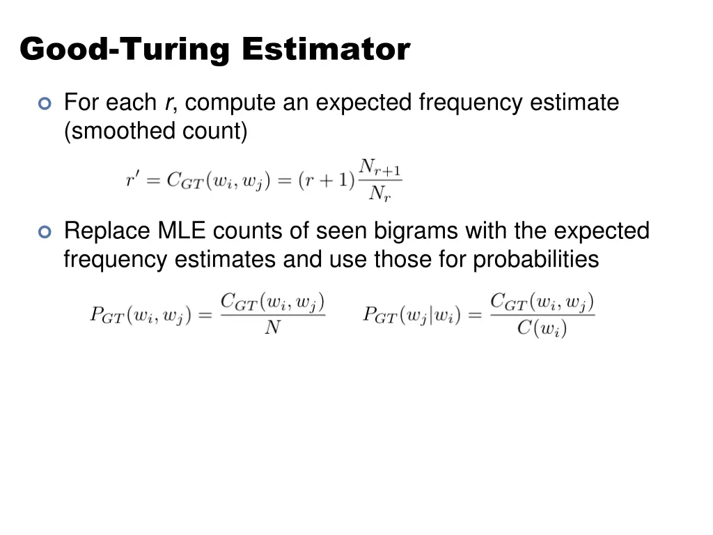 good turing estimator 1