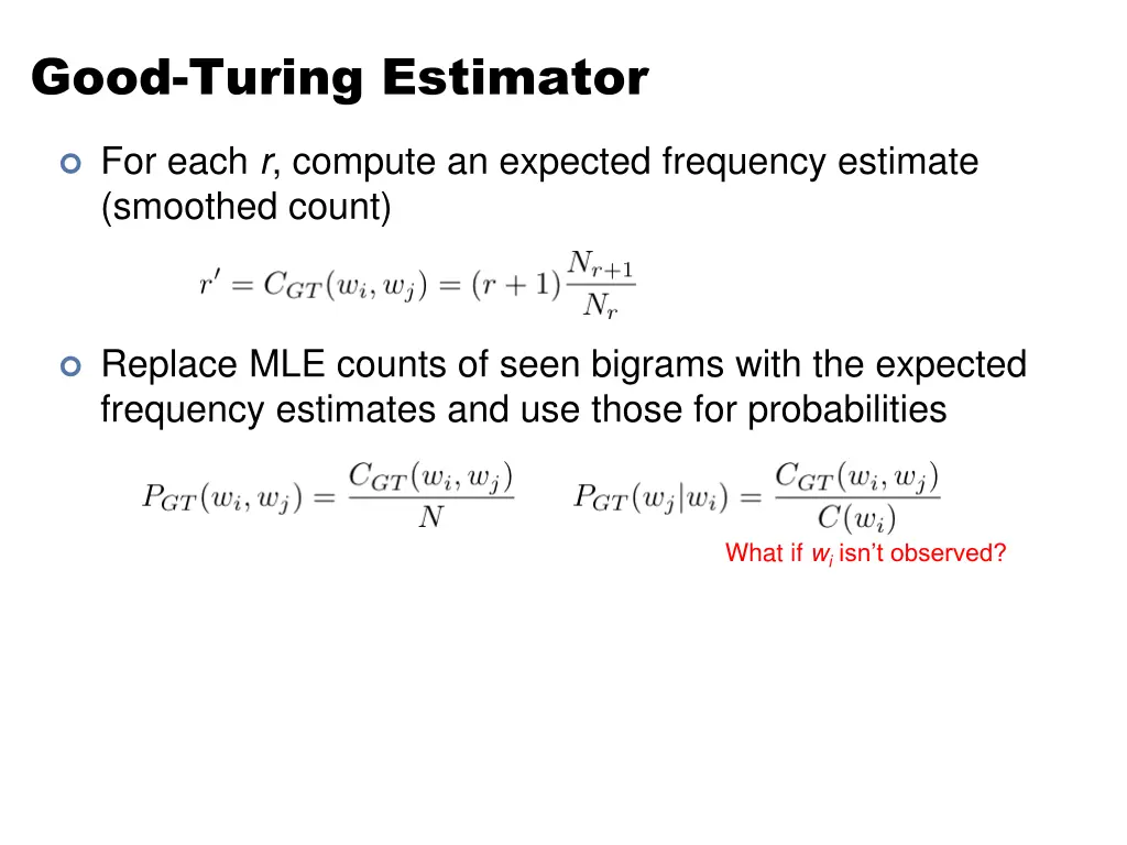 good turing estimator 3