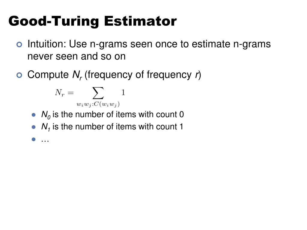 good turing estimator