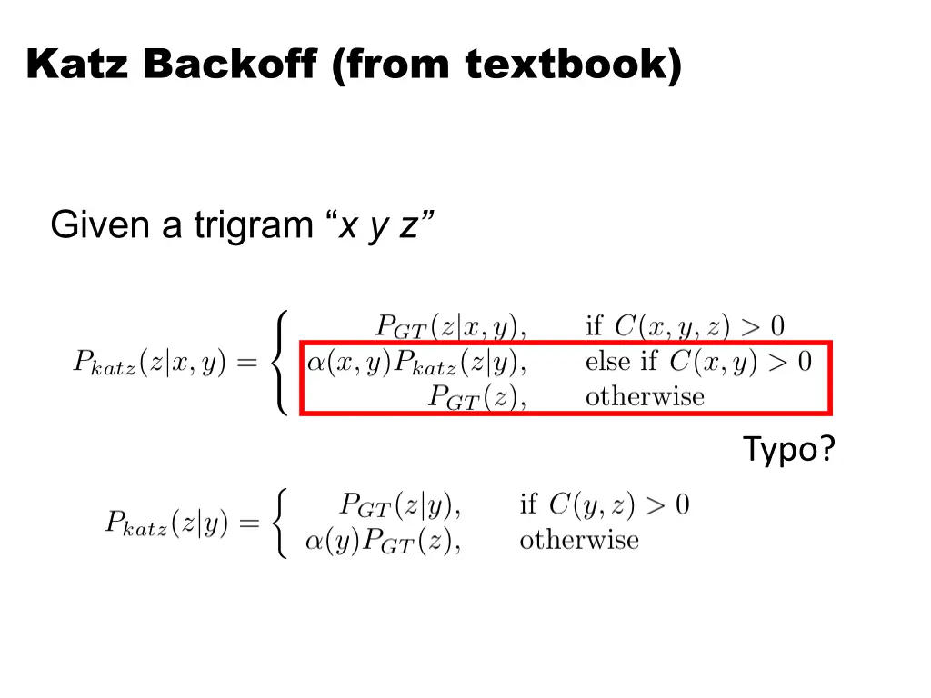 katz backoff from textbook