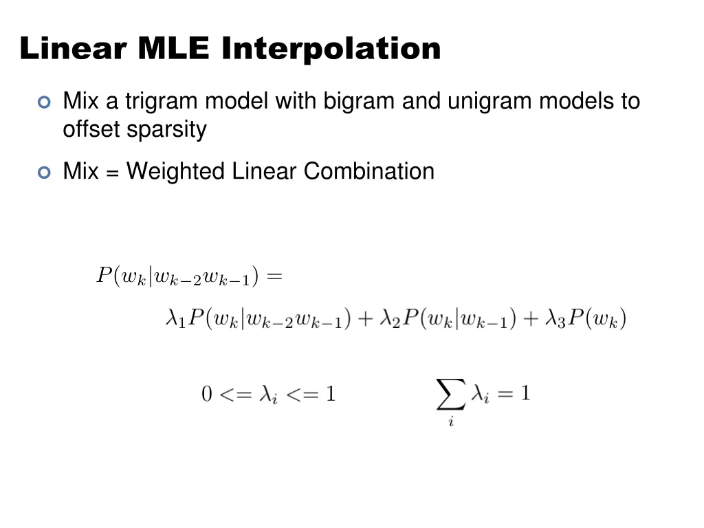 linear mle interpolation