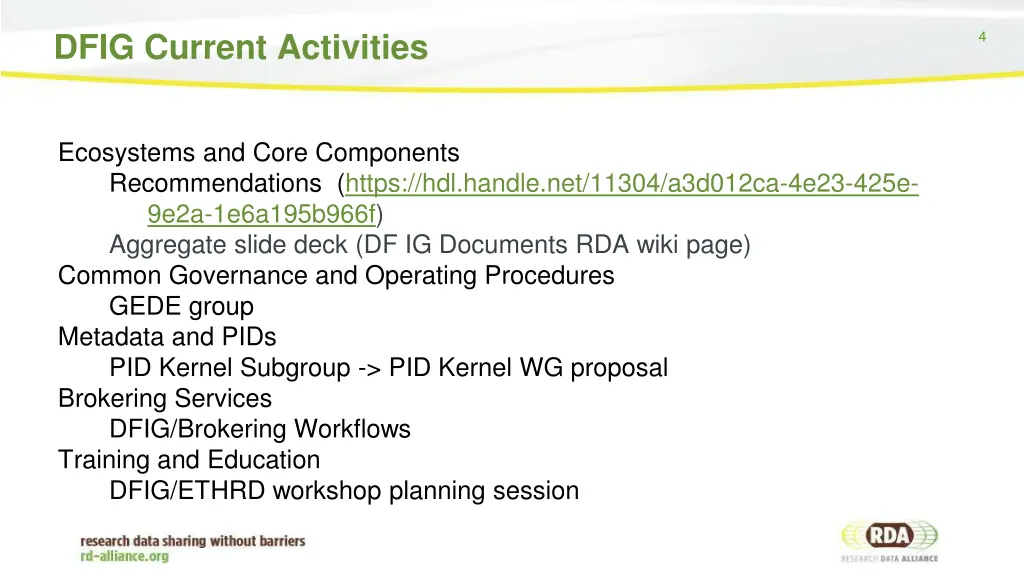 dfig current activities