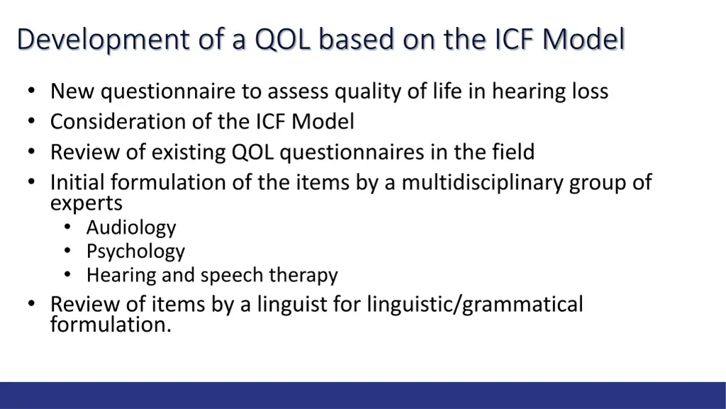 development of a qol based on the icf model